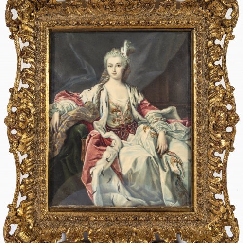 Wohl Frankreich, Ende 18. Jh. Porträt der Elisabeth Petrowna. Gouache/Elfenbein.