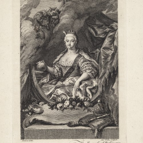 Walker, Anthony. Ende 18. Jh. Porträt der Elisabeth Petrowna. Kupferstich. 19,5 x 13,5 cm Plattengöße. Nach einem Gemälde von Jacopo Amigoni.