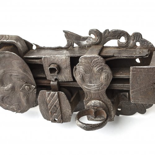 Türschloss. Schmiedeeisen, L. 31 cm.