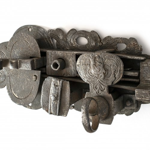 Türschloss. Schmiedeeisen, L. 31 cm.