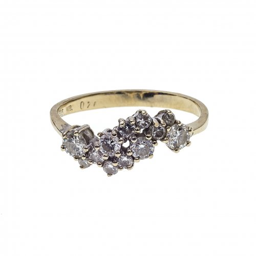 Ring mit Brillantbesatz, 14 K GG.