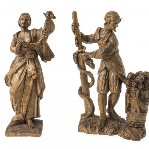Winzer und Abundatia. Holz, Franken, 18. Jh.