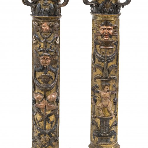 Renaissance-Halbsäulenpaar mit Grotesken, Spanien.