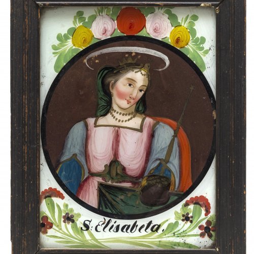 Hinterglasbild. Hl. Elisabeth. Oberammergau.
