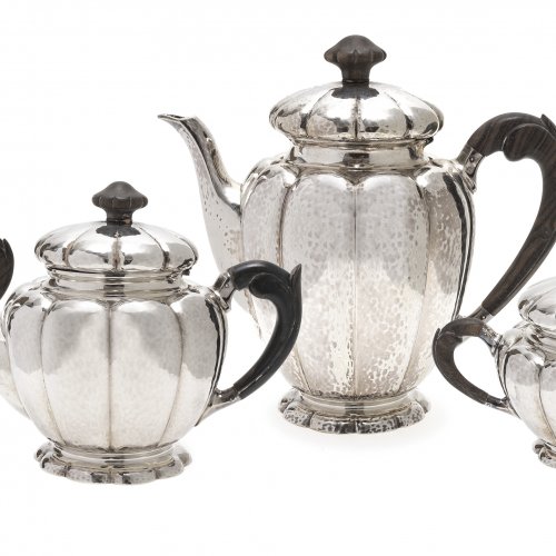 Kaffee-und Teeservice, Silber, gemarkt