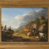 Pforr, Johann Georg. Hirten mit ihren Tieren auf der Weide vor weiter Landschaft. Öl/Holz. 42,5 x 58. Rest., sign.
