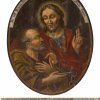 Andachtstafel mit Inschrift, Christus und Petrus