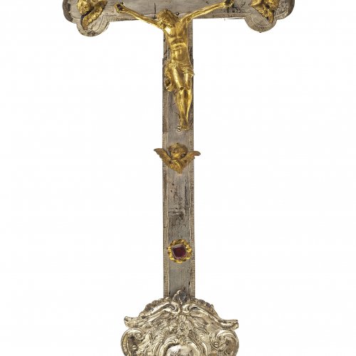 Standkreuz. 19. Jh., Christus Metall.