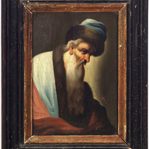 Deutsch, 18. Jh. Gelehrter mit langem Bart. Öl/Holz. 26 x 19 cm. Rest., besch. Unsign.