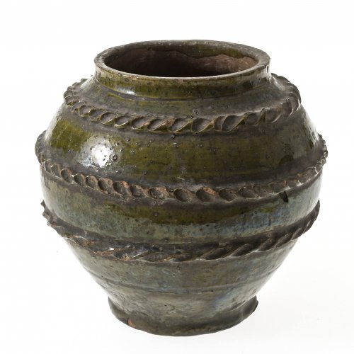 Vase, Irdenware, grün glasiert