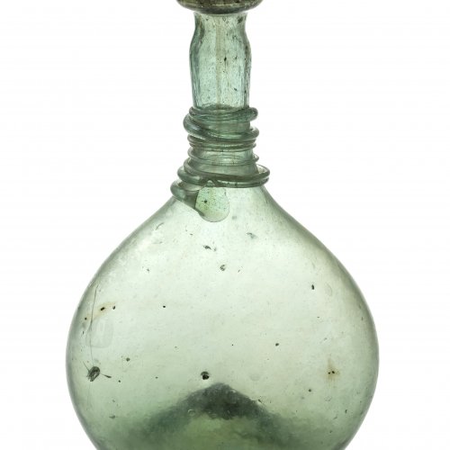 Plattflasche, hellgrünes Glas