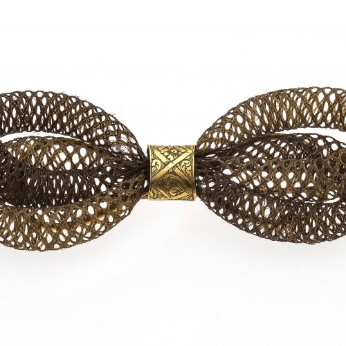 Brosche. Haararbeit, Goldmontierung.