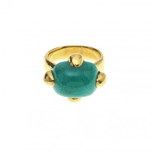 Ring. GG (21 K), Chrysopras.