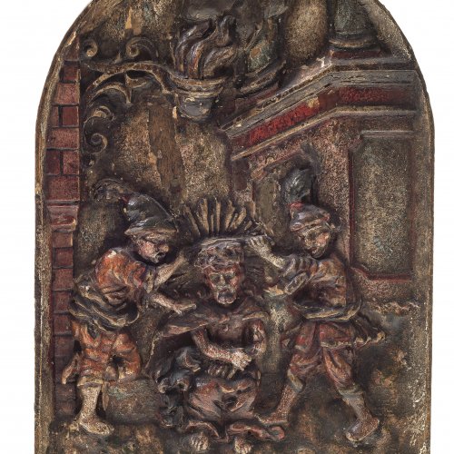 Relief, Deutsch, um 1700. Dornenkrönung. Holz