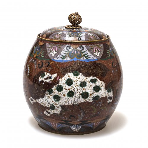 Deckelgefäß, Email cloisonné, China.