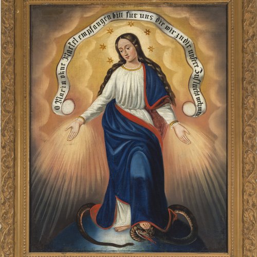 Süddeutsch, 18./19. Jh., Hl. Maria auf Weltenkugel.