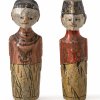 Zwei Puppen, Indonesien, Holz, bemalt.