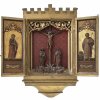 Hausaltar im neogotischen Stil, Holz, geschnitzt, Ölmalerei.