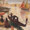 Fessler, Albert, Gondel vor Venedig. Öl, 99 x 116 cm.