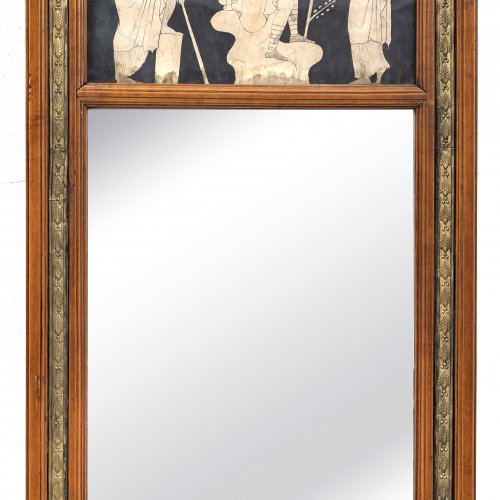Spiegel, Ahorn, Messingeinlagen, 90 x 44,5 cm.
