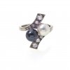 Ring mit Perlen- und Brillantbesatz, WG.