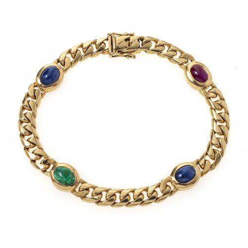Panzerglieder-Armband, GG, mit Cabochons.