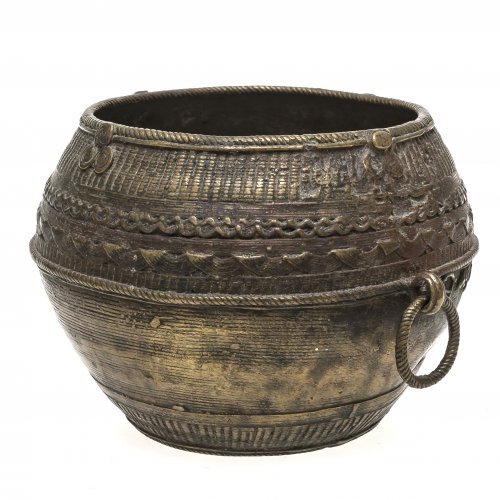 Bronzegefäß. Ashanti/Afrika. H. 10 cm. ø14 cm.