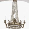 Kronleuchter, 6-flammig, mit Glasbehang. H. 90 cm.
