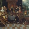Franck, Sebastian, Umkreis. Reicher Mann und armer Lazarus. Öl/Holz. 35,3 x 43,7 cm.