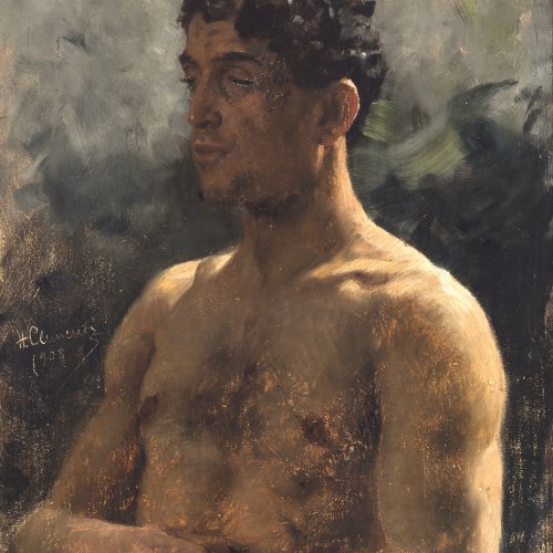 Clementz, Hermann, Halbporträt eines Südeuropäers, Öl/Karton, 50 x 35 cm.
