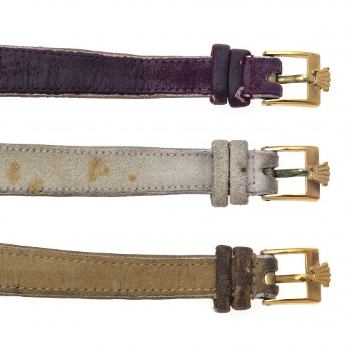 Drei Rolex-Lederarmbänder, dazu Rolex-Etui.