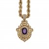 Anhänger mit Amethyst- und Brillantbesatz und mit Kette.