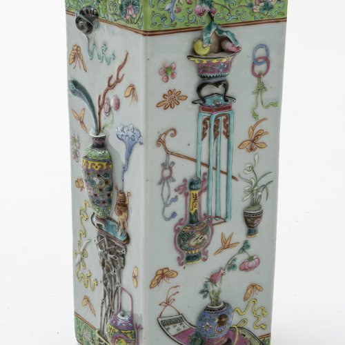 Vierkantvase, Porzellan, China.