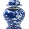 Deckelvase, Porzellan, Blaumalerei, China.