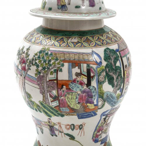 Deckelvase, Porzellan, China.