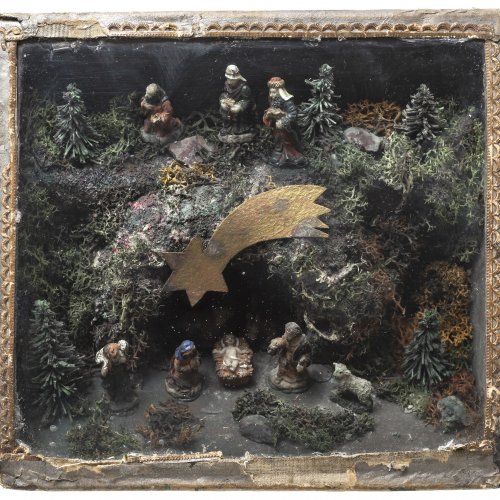Kleine Kastenkrippe, Wachsfiguren.