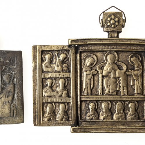 Zwei Reiseikonen, Bronze, Russland.