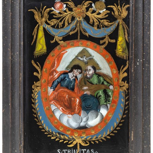 Hinterglasbild, Raimunsreut, Hl. Dreifaltigkeit.