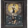 Votivtafel, Tempera/Holz, hl. Notburga von Rattenberg.