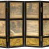 Tischparavent, Wien, um 1800, mit Bronzetäfelchen und Gouachemalereien von Landschaftsgärten in Wien und Umgebung, 40 x 56,5 cm.
