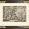 Veronese, Paolo, Nachfolge, Auffindung Mosis. Lavierte Federzeichnung. 26 x 39,5 cm.