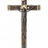 Standkreuz mit Zinn- und Beinauflagen, H. 40 cm.