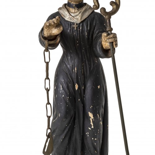 Hl. Leonhard, Holz, Farbfassung, H. 42 cm.