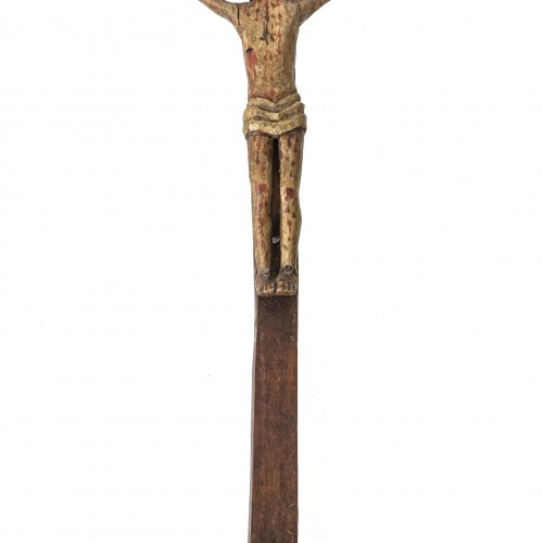 Christus am Kreuz, Holz, Farbfassung, H. 50 cm.