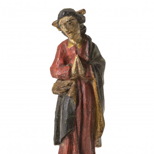 Schmerzensmutter, Holz, Farbfassung, H. 15,5 cm.