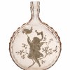 Plattflasche, farbloses Glas mit rosafarbenem Überfang, weiße Emailmalerei mit Putto, H. 16,5 cm.