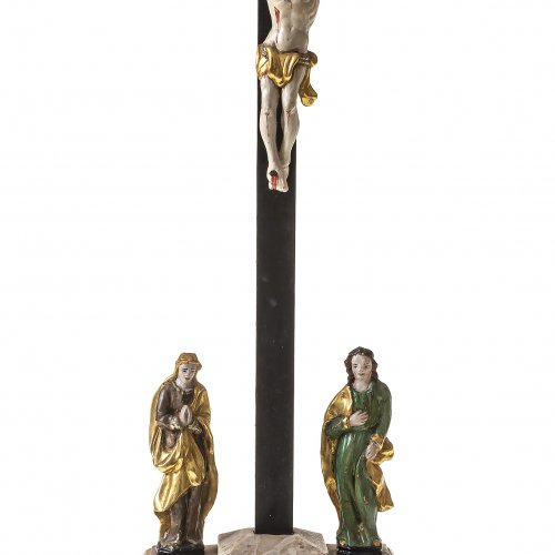 Standkreuz, Holz, Farbfassung, H. 48 cm.