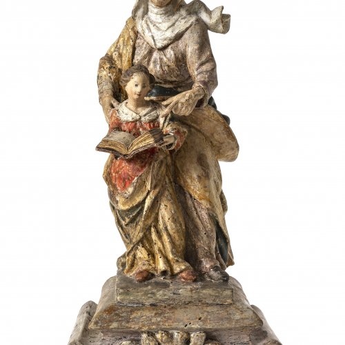 Anna lehrt Maria das Lesen, süddeutsch, 18. Jh., Holz, Farbfassung, H. 37 cm.