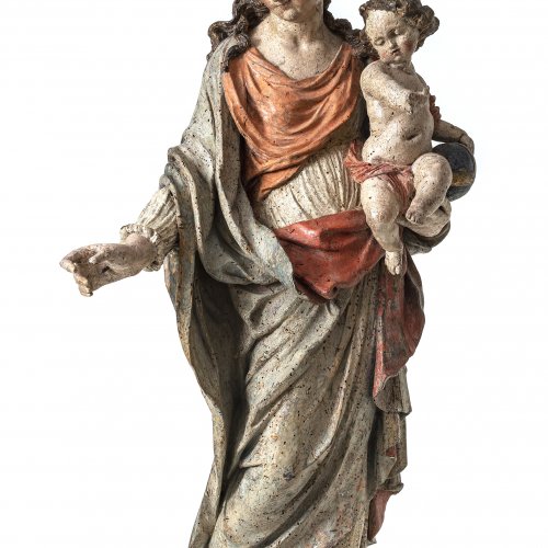Muttergottes mit Kind, flämisch, Ende 17. Jh., Holz, Farbfassung, H. 72 cm.