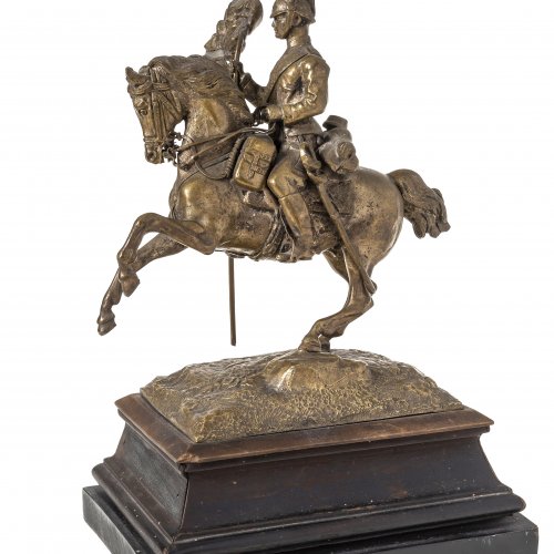 Offizier zu Pferd, Russland(?), 19. Jh., Bronze, H. 21 cm.